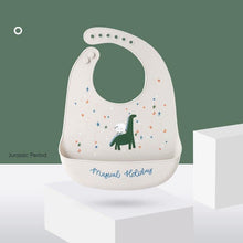 Load image into Gallery viewer, Cute Cartoon Print Baby Bibs Waterproof Soft Silicone Baby Feeding Stuff Dinosaur Pattern Bib For Kids
