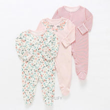 Load image into Gallery viewer, 3Pcs Baby unisex Rompers  Long Sleeve Sleep suit Cartoon Jumpsuit Baby Pajamas Stes For Kids Between 0-12Months
