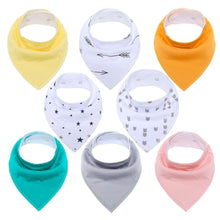 Load image into Gallery viewer, 8PCS/SET Pack Baby Bandana Organic Absorbent Soft Cotton Drool Bibsfor Teething And Feeding Bib For Baby and Kids Feeding
