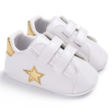 Load image into Gallery viewer, Newborn Shoes Star First Walkers Kids Toddlers Lace Up PU Leather Soft Soles Sneakers 0-18 Months
