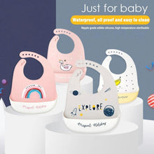 Load image into Gallery viewer, Bib Waterproof Silicone Feeding Saliva Towel Newborn  Adjustable Bur Cloth Turban Disposable Cartoon with Elegant Deisgn For Baby and Kids
