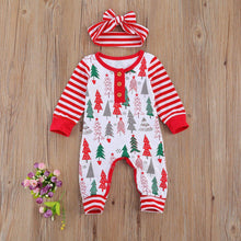 Load image into Gallery viewer, Newborn Baby Girl/Boys Christmas Long Sleeve Round Neck  Tree print Romper for Infant In New Year Design
