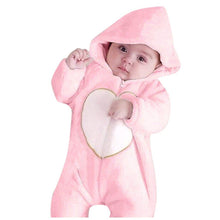 Load image into Gallery viewer, New Trend Cozy Warm Winter Newborn Zipper Heart Fleece Climbing Hooded Romper Baby Suit Outwear Jumpsuit For Baby Boys And Girls

