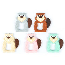 Load image into Gallery viewer, Baby Teethers Cartoon Animal Baby Teething Toy Penguin Silicone Teether Unicorn Pendant Raccoon Accessories
