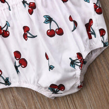 Load image into Gallery viewer, Newborn Baby Girl Clothes Ruffle Backless Cherry Romper  Headband Outfit Baby Girl Summer Clothes In Modern New Style
