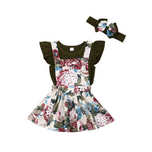 Load image into Gallery viewer, Newborn Baby Girl Skirt  Retro Sweet Strap  Jumpsuit And Headband Children's Clothes Unique Design

