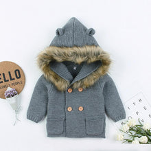 Load image into Gallery viewer, Warm Winter Luxury Newborn Baby Boy Girl Knitted Buttons Hooded Jacket Coat In Modern Design
