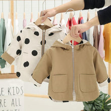 Load image into Gallery viewer, Modern Elegant Cute Dot Print Comfort Slim Cotton  Button Hooded Warm Coat  for Newborn Baby Girls With Two Face
