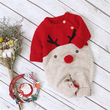 Load image into Gallery viewer, Baby Christmas Rompers Reindeer Knitted  Jumpsuits Toddler Children Warm Wool Clothes 0-2Y For Boys and Girls Christmas Eve Costume
