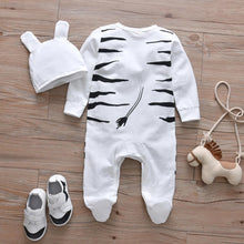 Load image into Gallery viewer, Newborn Baby Boys Romper Clothes Cotton Cute Cartoon Print Long Sleeve Jumpsuit Hat 2 Pcs
