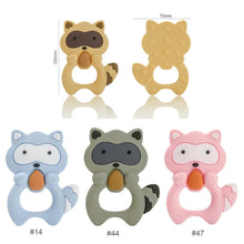 Load image into Gallery viewer, Silicone Raccoon Animal Cartoon Teether  Food Grade Chewable  Teething Toddle Safe For Baby And Perfect Gift For Babies
