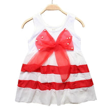 Load image into Gallery viewer, Luxury Summer Fashion Purple Stripe Round Neck Sleeveless Chiffon Dresses for baby Girls With Big Bow
