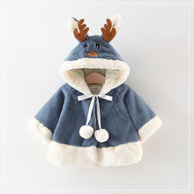 Load image into Gallery viewer, Modern New Christmas Winter LuxuryElegant Cute Elk Cartoon Hooded Soft Coat Cape for Baby Girls
