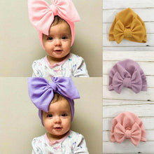 Load image into Gallery viewer, Elegant Winter Autumn Baby Girls Hat Big Bow Cotton Wool Knitted Thick Warm Baby Hat For Girls
