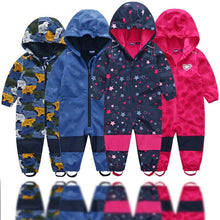 Load image into Gallery viewer, Ski suit For Children Soft Shell Outdoor Jacket Waterproof  Fleece Lining Jumpsuit For Boys and Girls In Modern Colorful Design
