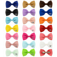 Load image into Gallery viewer, Colorful Mini Bow Tie Hair Clip Small Sweet Solid Ribbon Bow Safety Hair Clips Hairpins Baby Girl Hair Accessories
