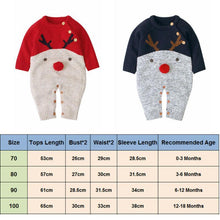 Load image into Gallery viewer, Baby Christmas Rompers Reindeer Knitted  Jumpsuits Toddler Children Warm Wool Clothes 0-2Y For Boys and Girls Christmas Eve Costume
