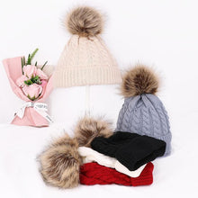 Load image into Gallery viewer, Winter Warm Baby Hat Fur Pompom Knitted Baby Hat Cap Infant Toddler Kids Hat Beanie In Modern Designer Style
