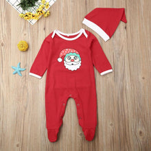Load image into Gallery viewer, Newborn Girl Boy Autumn Santa Claus Long Sleeve Dot Bandage  Romper Jumpsuit Hat For Christmas Made For Girls and Boys
