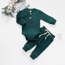 Load image into Gallery viewer, Infant Newborn Baby  Spring Autumn Ribbed Solid Clothes Sets Long Sleeve Bodysuits , Elastic Pants 2PCs
