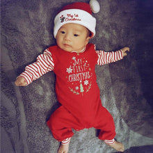 Load image into Gallery viewer, Toddler Christmas Party Rompers Jumpsuit Striped Long Sleeve Set Outfit For Baby Kids
