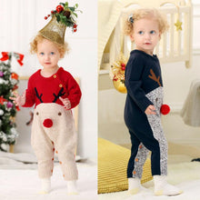 Load image into Gallery viewer, Baby Christmas Rompers Reindeer Knitted  Jumpsuits Toddler Children Warm Wool Clothes 0-2Y For Boys and Girls Christmas Eve Costume
