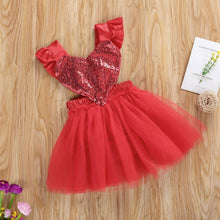 Load image into Gallery viewer, Newborn Infant Baby Girl Romper with Sequin Dot Tulle Dress Outfits for Toddler Girls Dress For Birthday And Party

