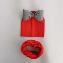 Load image into Gallery viewer, infant Baby Hat Girl big bow Butterfly Knot Cap cotton Collar Scarf set hat for girls baby
