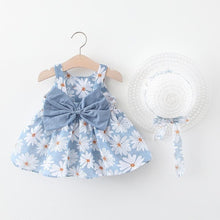 Load image into Gallery viewer, Luxury Modern Elegant Summer Bow Print Dress With Hat 2 piece Baby Clothes Suits Newborn Toddler Dress
