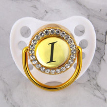 Load image into Gallery viewer, Luxury Glam Crystal White Bling Pacifier 26 Initial Letters Available Handmade Rhinestones Baby Pacifier For Baby
