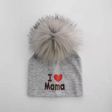 Load image into Gallery viewer, Newborn Cotton Hats Baby Pom Pom Childre Infant Hats For BabY Boys and Girls Wth Printed "I love mama " and " Design
