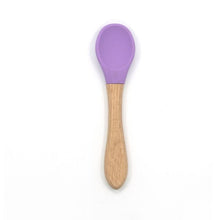 Load image into Gallery viewer, 2PCS  Bamboo Training Spoons Organic Soft Baby Feeding Silicone Tip Spoon Scoop Easy Grip Handle Toddlers Infant Gifts For Parents And Baby Boys Or Girls
