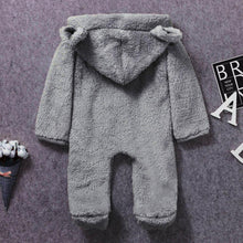 Load image into Gallery viewer, New Winter Trend Warm Newborn Baby Boy Solid Hooded Baby Romper Warm Coat Fleece Jumpsuit Infant Outwear For Boys And Girls
