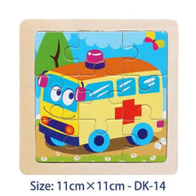 Load image into Gallery viewer, 38 Style Cartoon Wooden Puzzle Children Animal/ Vehicle Toy For  2-6 Year Baby Early Educational Toys for Kids
