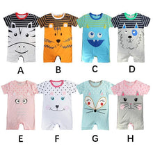 Load image into Gallery viewer, Modern Interesting Newborn Baby Boy and Girl Cartoon Animal Printed Short Sleeve Romper Jumpsuit For Kids
