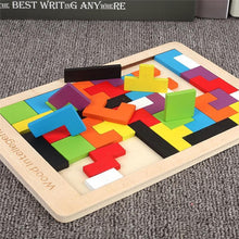 Load image into Gallery viewer, Colorful 3D Puzzle Wooden Tangram Math Toys Tetris Game Children Pre-school Magination Intellectual Educational Toy for Kids
