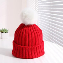 Load image into Gallery viewer, Winter Warm Baby Hat Fur Pompom Knitted Baby Hat Cap Infant Toddler Kids Hat Beanie In Modern Designer Style
