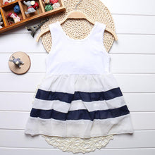 Load image into Gallery viewer, Baby Girl Clothes for Kids with Cute Purple Stripe and Round Neck  Sleeveless Chiffon Dresses For Girls
