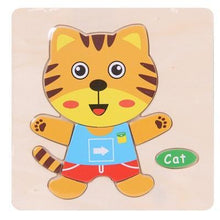 Load image into Gallery viewer, Baby Toys Wooden 3D Puzzle Cartoon Animal Intelligence Kids Educational Brain Teaser Children Tangram Shapes Learning
