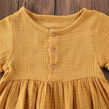 Load image into Gallery viewer, Kids Summer Cotton Linen Dress with Plain Short sleeve  Party A-line dress For Small Girls 1-3 Years
