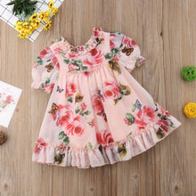 Load image into Gallery viewer, Floral Tulle Dress Kid Baby Girl Flower Puff Sleeve Princess  Wedding Party Pageant Children Dress For All Occasion
