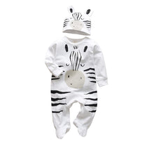 Load image into Gallery viewer, Newborn Baby Boys Romper Clothes Cotton Cute Cartoon Print Long Sleeve Jumpsuit Hat 2 Pcs
