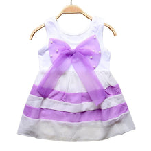 Load image into Gallery viewer, Baby Girl Clothes for Kids with Cute Purple Stripe and Round Neck  Sleeveless Chiffon Dresses For Girls
