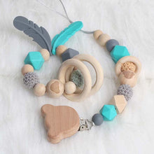 Load image into Gallery viewer, Modern Wood Pacifier Clip Chain Holder Nipples Pacifier Clips Pacifier Teether Teething Toy Cartoo Wooden Bracket For Pacifier For Kids
