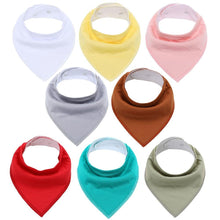 Load image into Gallery viewer, 8PCS/SET Comfortable Colorful 100% Organic Cotton Adjustable Snaps Bandana Saliva Bibs For Baby Boys &amp; Girls Kids
