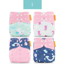 Load image into Gallery viewer, 4PCS/SET Washable Eco-friendly Diaper Ecological Adjustable Nappy Reusable Cloth Diapers Set For Baby and Kids

