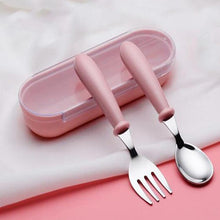 Load image into Gallery viewer, Baby Gadgets Tableware Set Children Utensil Stainless Steel Toddler Dinnerware Cutlery Cartoon Infant Food Feeding Spoon and Fork

