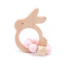 Load image into Gallery viewer, Wooden Teether Hedgehog Crochet Beads Wood Crafts Ring Engraved Bead Baby Teether Wooden Toys For Kids Rattle

