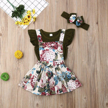 Load image into Gallery viewer, Newborn Baby Girl Skirt  Retro Sweet Strap  Jumpsuit And Headband Children's Clothes Unique Design
