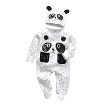 Load image into Gallery viewer, Newborn Baby Boys Romper Clothes Cotton Cute Cartoon Print Long Sleeve Jumpsuit Hat 2 Pcs
